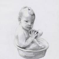 Baby in Bowl In Repose